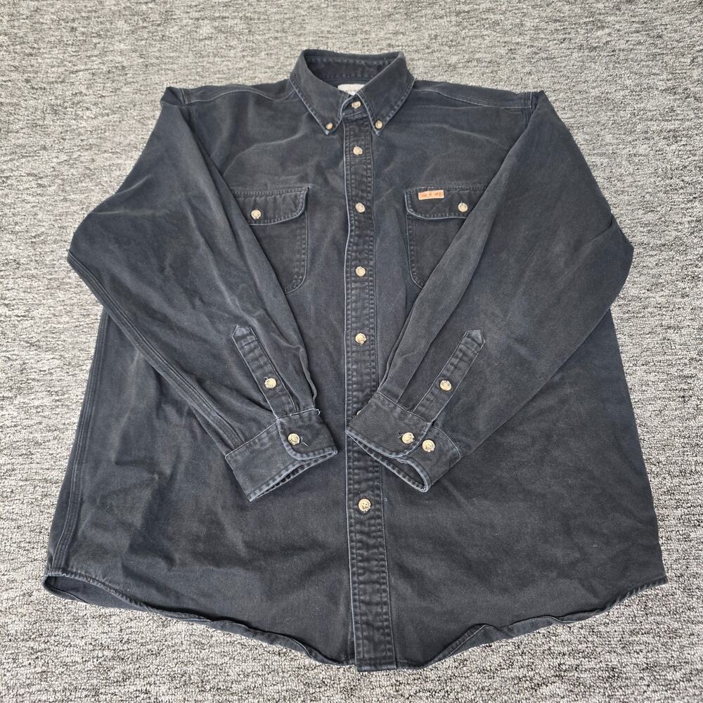 Carhartt S09 Oakman Sanstone Twill Long Sleeve Work Shirt Men's L Black Cotton